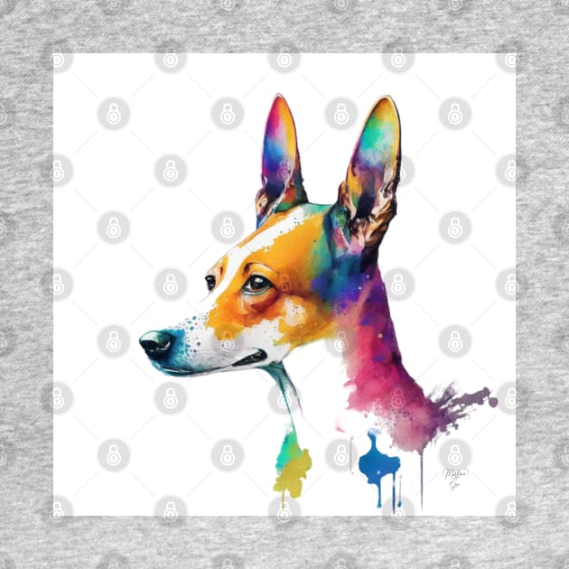 Basenji Dog In Watercolor & Pen by Oldetimemercan